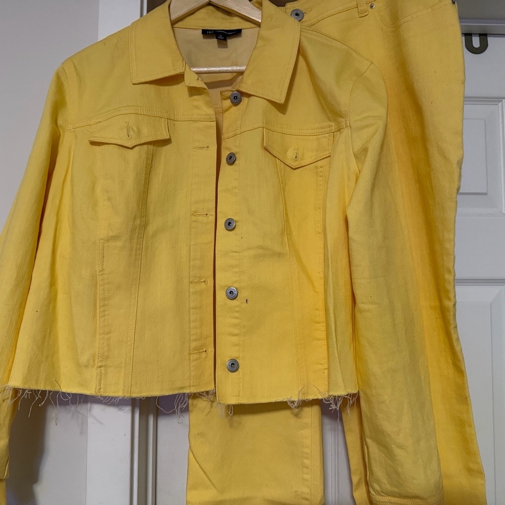 INC International Concepts Sunny Yellow Jean Jacket & pants